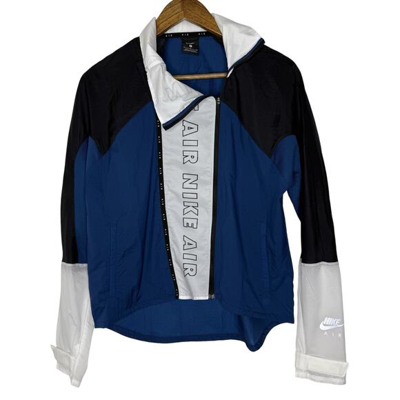 Nike Air Windbreaker Jacket Size S Blue Black White Colorblock Full Zip Running - Picture 1 of 9